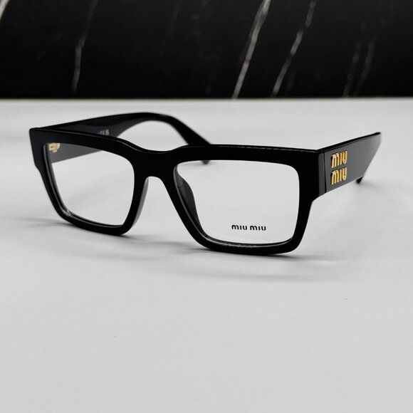 NEW MIU MIU MU02XV 1AB1O1 WOMEN BLACK SQUARE EYEGLASSES - Picture 2 of 10